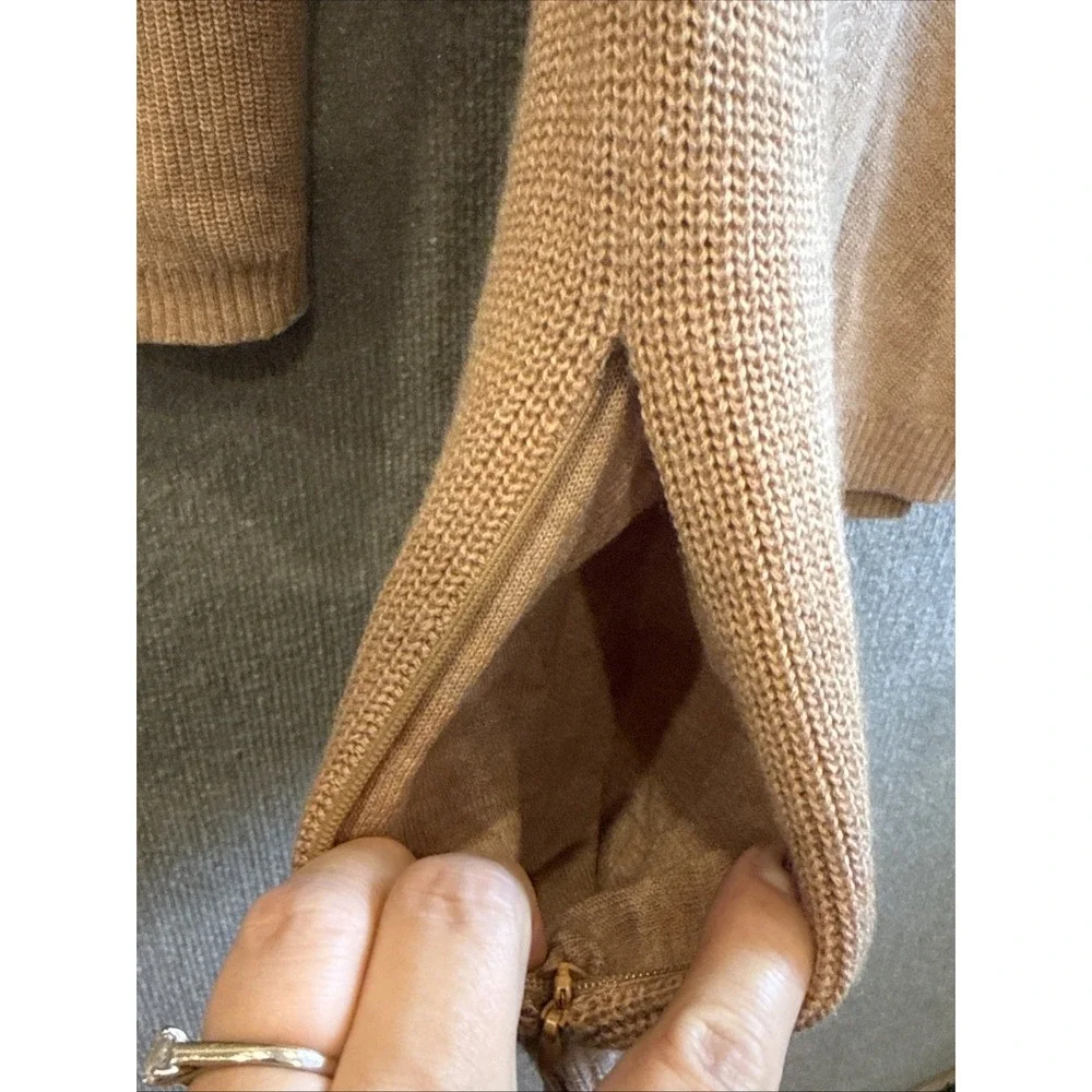 TITLE NINE | Extra Fine Merino Wool Blend Contrast Details Sweater Tan Sz Large